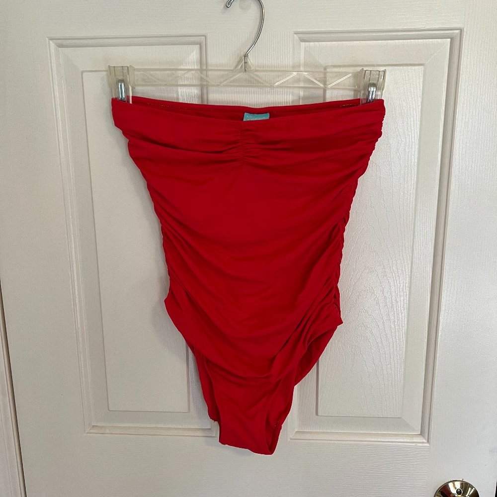 Melissa Odabash - Red One Piece Swimsuit - Rushed with optional straps - Size 6
